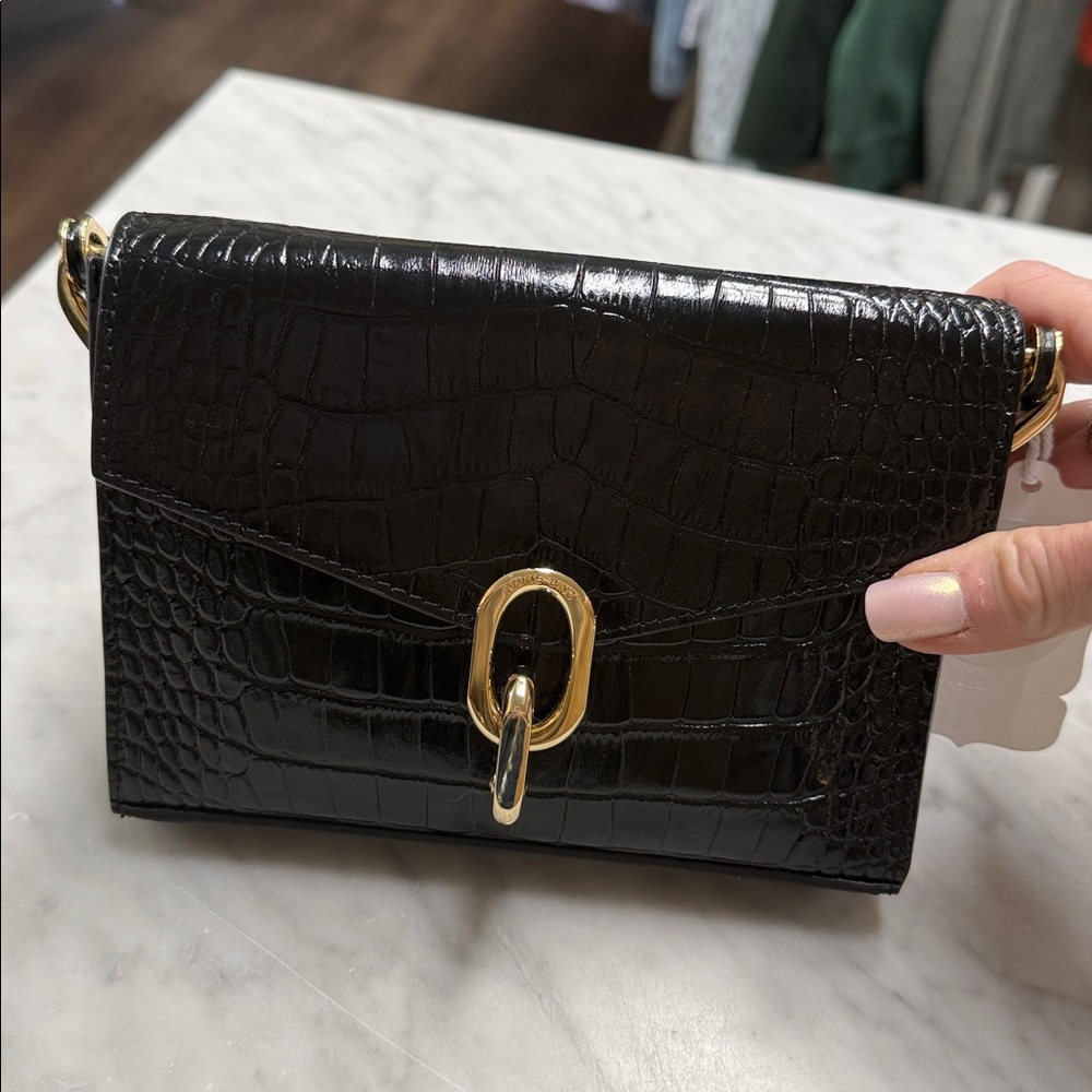 Anine Bing Colette Black Croc Embossed Mini Bag - Picture 2 of 11